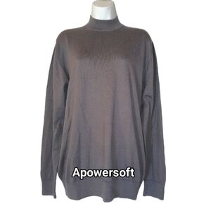 Grey Mock Neck Fine Knit Sweater — Murano — Size M